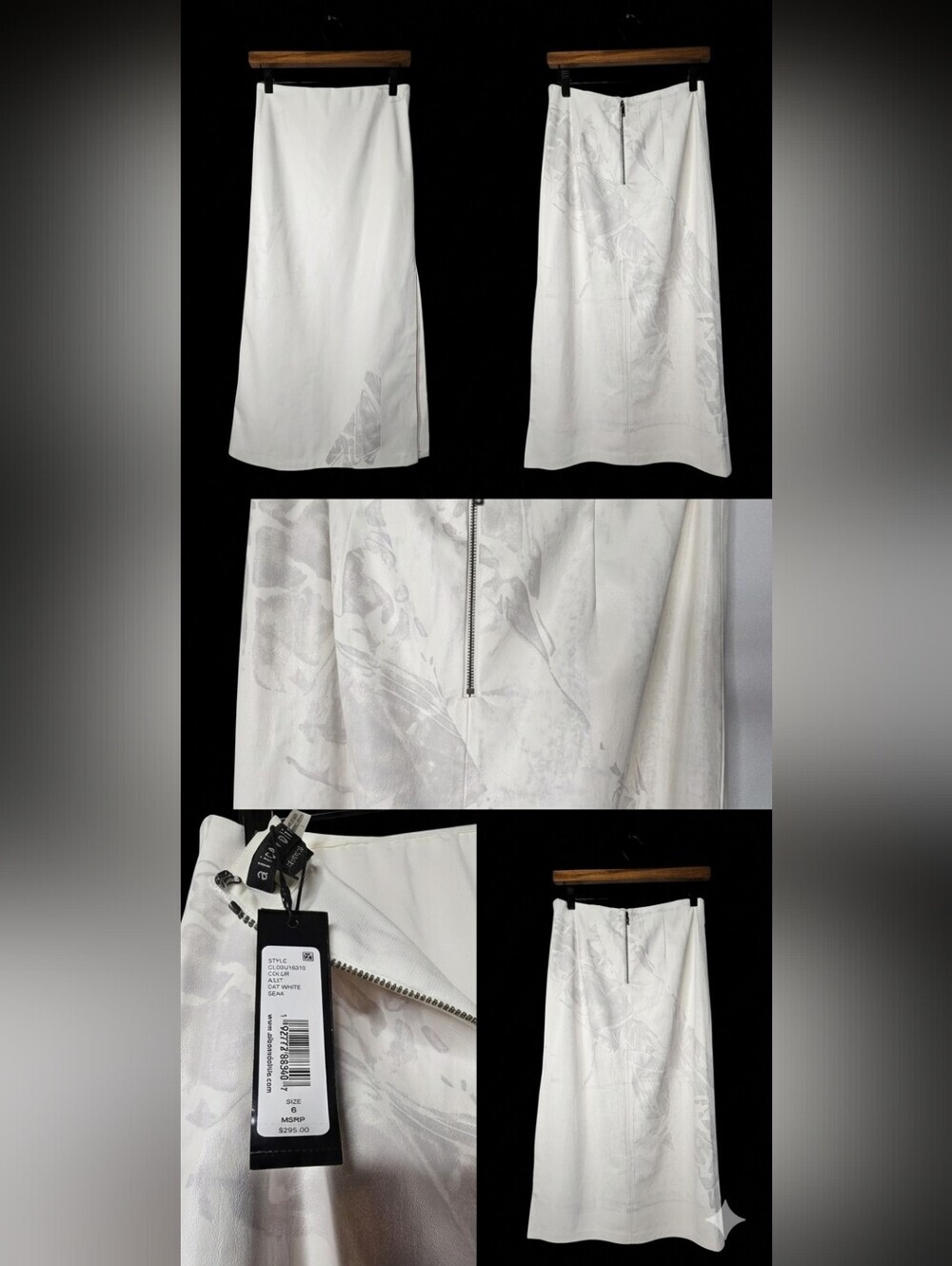 Alice + Olivia Women's Off white Maeve Vegan Midi Skirt Size 6 - Picture 14 of 14